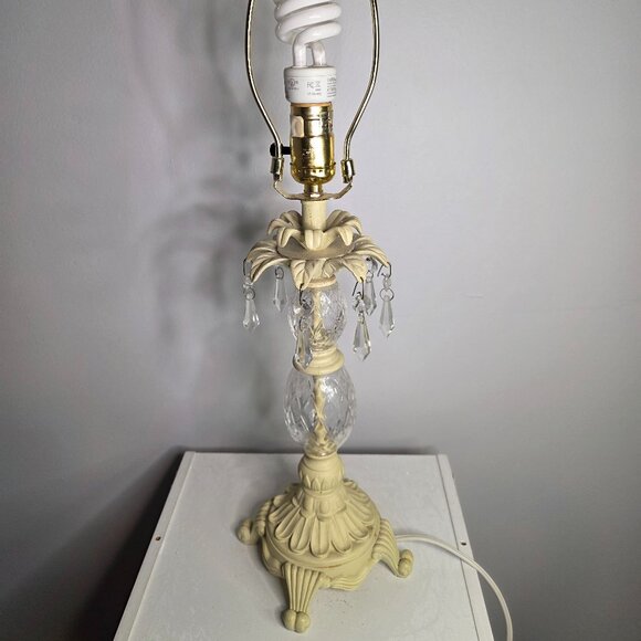 Antique Style Crystals Resin Base Lamp With Finial - Picture 1 of 9